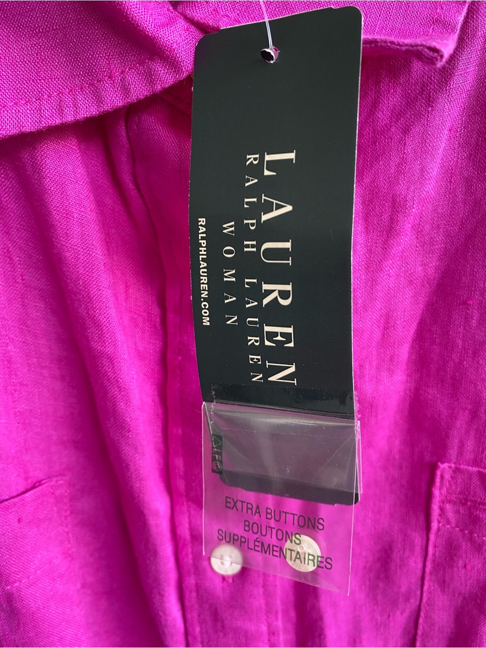 Lauren Ralph Lauren Linen Button-Down Shirt in Bright Fuchsia - 3X New with tags - Picture 4 of 9
